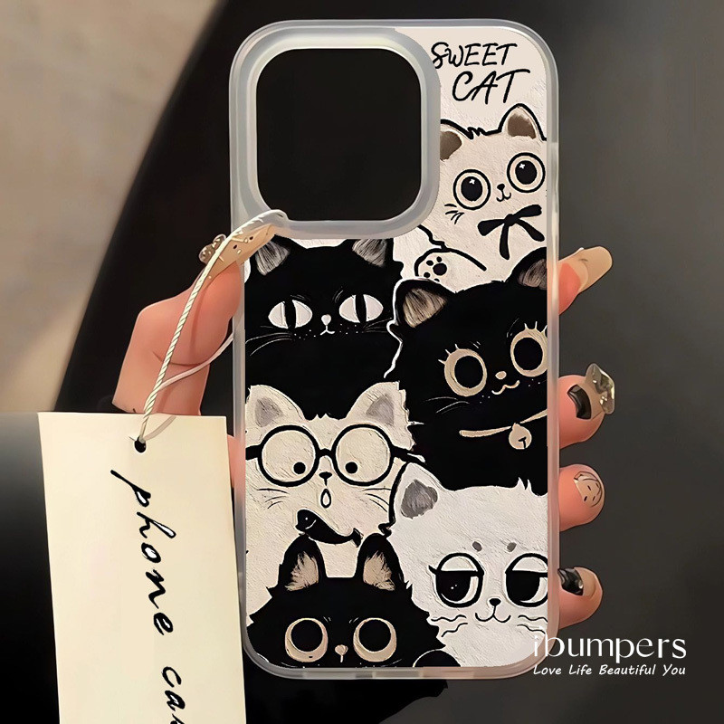 ibumpers Ốp Lưng IPhone Dễ Thương Họa Tiết Mèo Vui Nhộn Ốp Điện Thoại Trong Suốt Nhám Mờ TPU Mỏng Chống Sốc Chống Bẩn Cho IPhone 16 15 14 12 13 11 Pro Max IP 7 8 Plus X XS XR