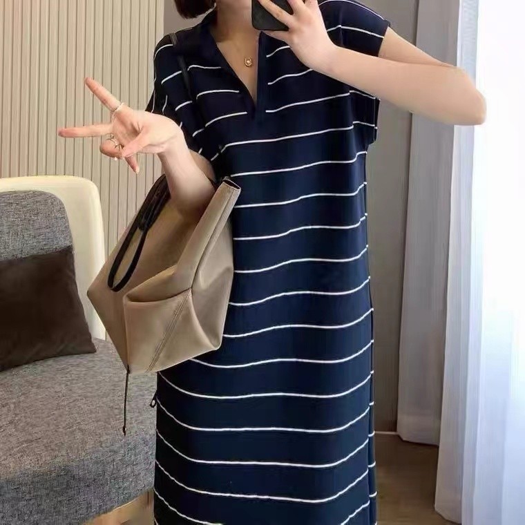 Váy bà bầu sọc mùa hè đơn giản giản giản dị