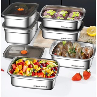 Hộp Đựng Thực Phẩm Inox Cao Cấp , Hộp Khay Inox Đựng Đồ Ăn Để Tủ Lạnh Kèm Nắp Đậy, tiện lợi
