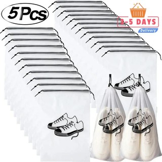 [Đến 3-5 ngày] Túi đựng giày mờ có cửa sổ trong suốt | Đóng dây rút chống thấm nước không dệt cho du lịch / gia đình, 2 kích cỡ tùy chọn, Chất liệu PE bền