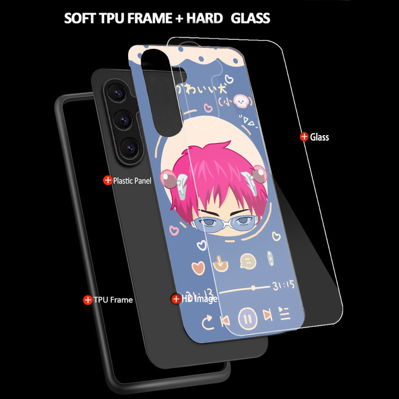 Ốp Điện Thoại Kính Cường Lực Saiki Cuộc Sống Thảm Họa Cho Samsung Galaxy A11 A14 A20 A30 A22 A32 A33 A34 A40 A42 A51 4G A52 A53 A54 A70 A71 A72 A73 5G