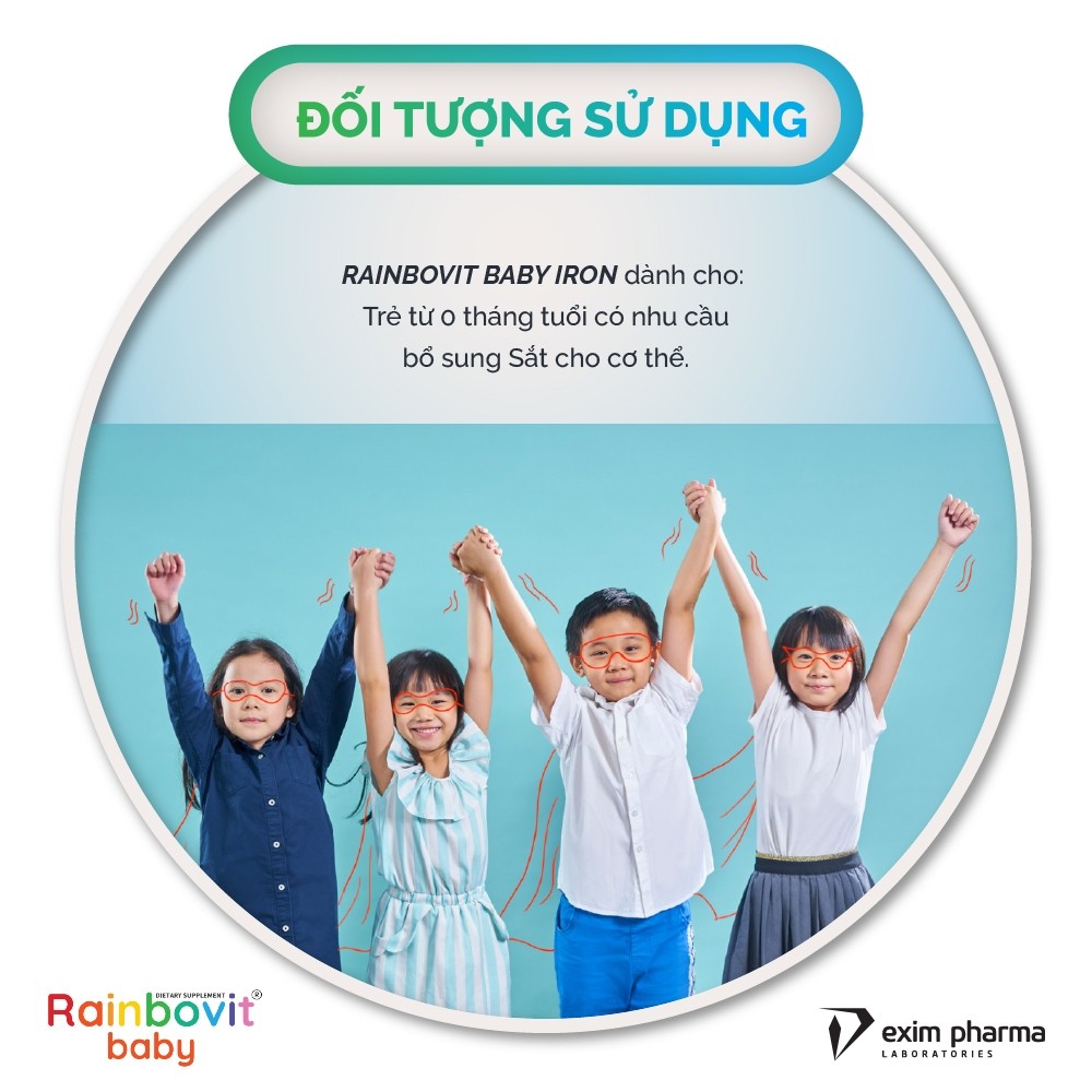 Sắt Hữu Cơ Dành Cho Trẻ Rainbovit Baby Iron lọ 30ml - Không Tanh, Hương Đào, Hấp Thu Chủ Động