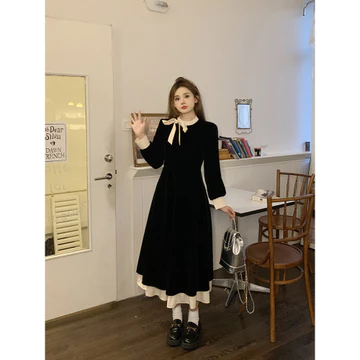 【Bess's house-bigsize】váy tiểu thư sang chảnh，váy ôm body，váy nữ bigsize，Váy đen mỏng cổ điển cỡ lớn 2024 mới，váy babydoll dáng dài， đẹp cho nữ sang chảnh，váy kiểu pháp，váy sang chảnh， Liền