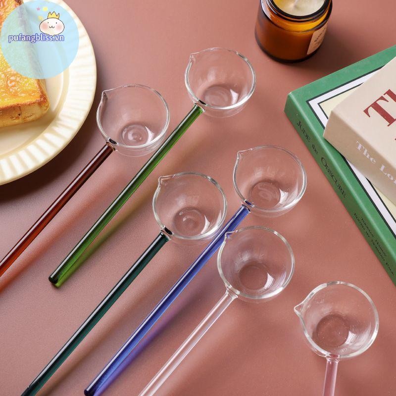 Pufangbliss Borosilicate Thìa Thủy Tinh Có Tay Cầm Dài Trong Suốt Nước Sốt Chịu Nhiệt Thìa Canh Có Vòi Thìa Tráng Miệng Nhà Bếp Thanh Đảng VN