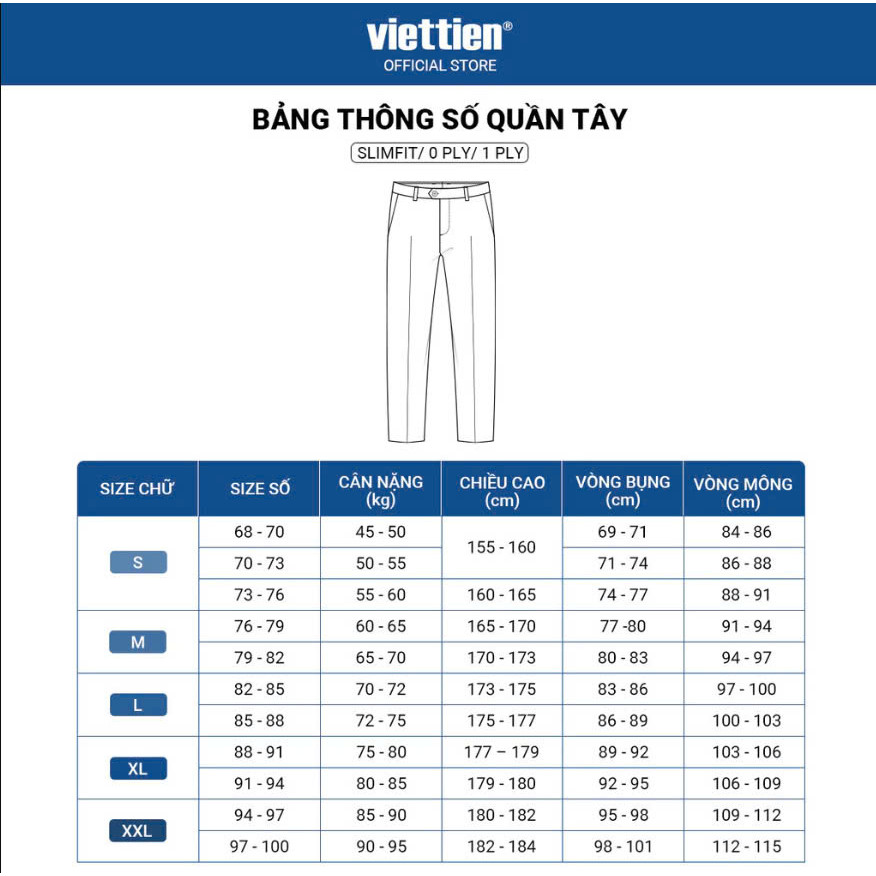 Quần tây trơn 0ly VIETTIEN vải poly phom regular VT00000161
