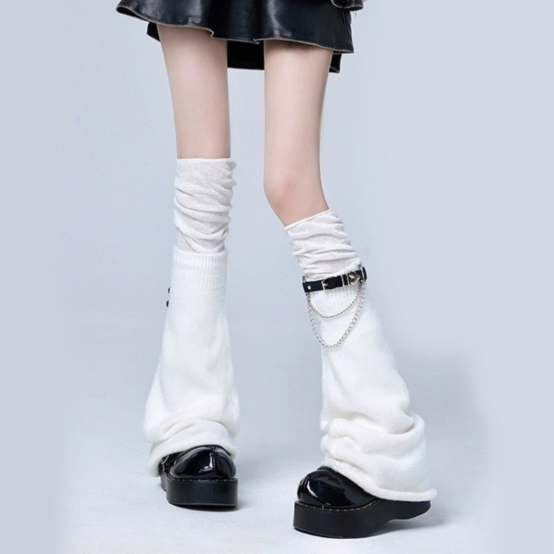 Vic Buckled Belt Over the Knee Leg Warmers Flared Thigh Foot Covers dành cho nữ