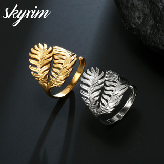 SKYRIM Nhẫn Phụ Nữ Lá Cọ Thiết Kế Mở Có Thể Điều Chỉnh Thời Trang Trang Sức Quà Tặng
