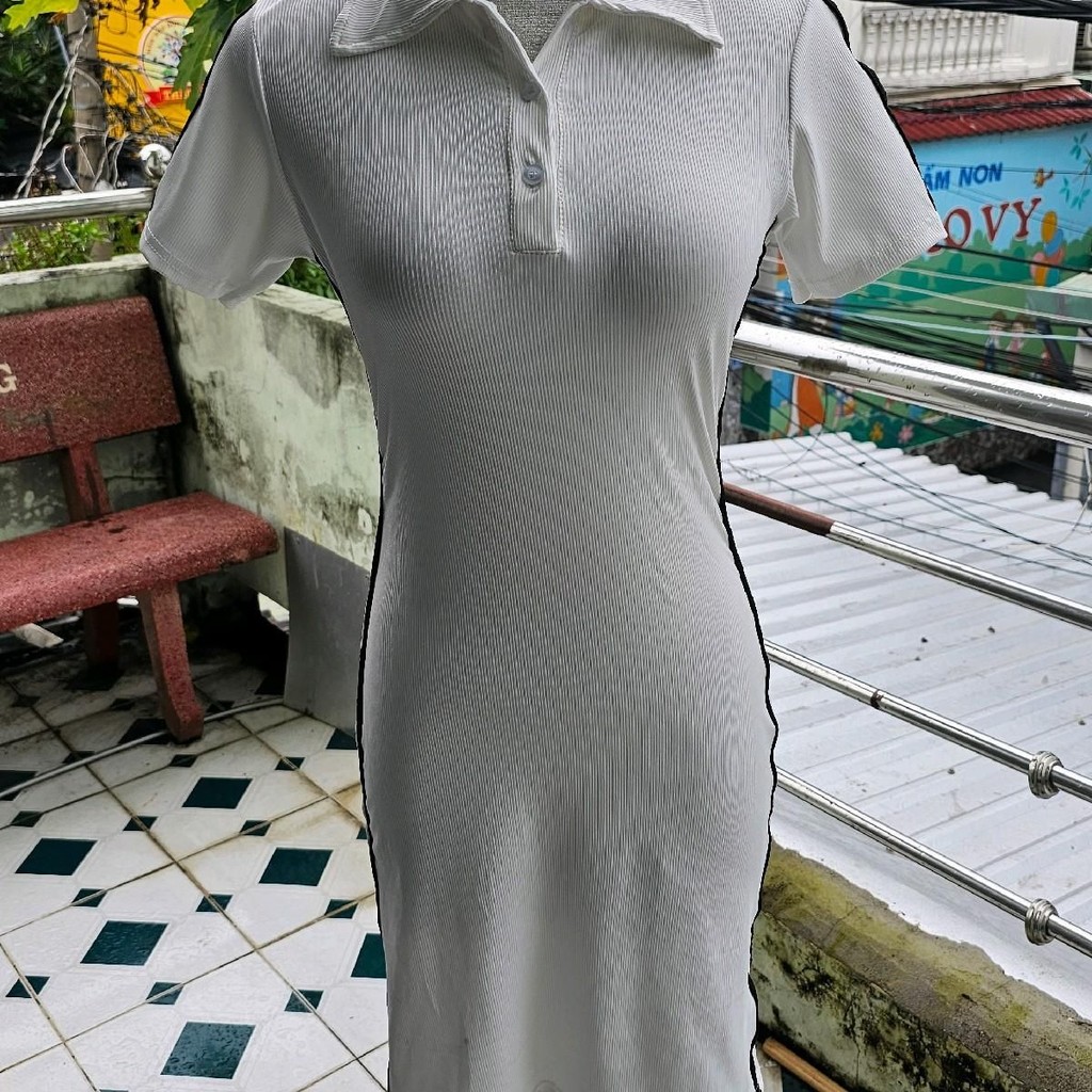 Đầm body thể thao ôm dáng, viền sọc tạo điểm nhấn trẻ trung váy mặc Nữ Women Dress