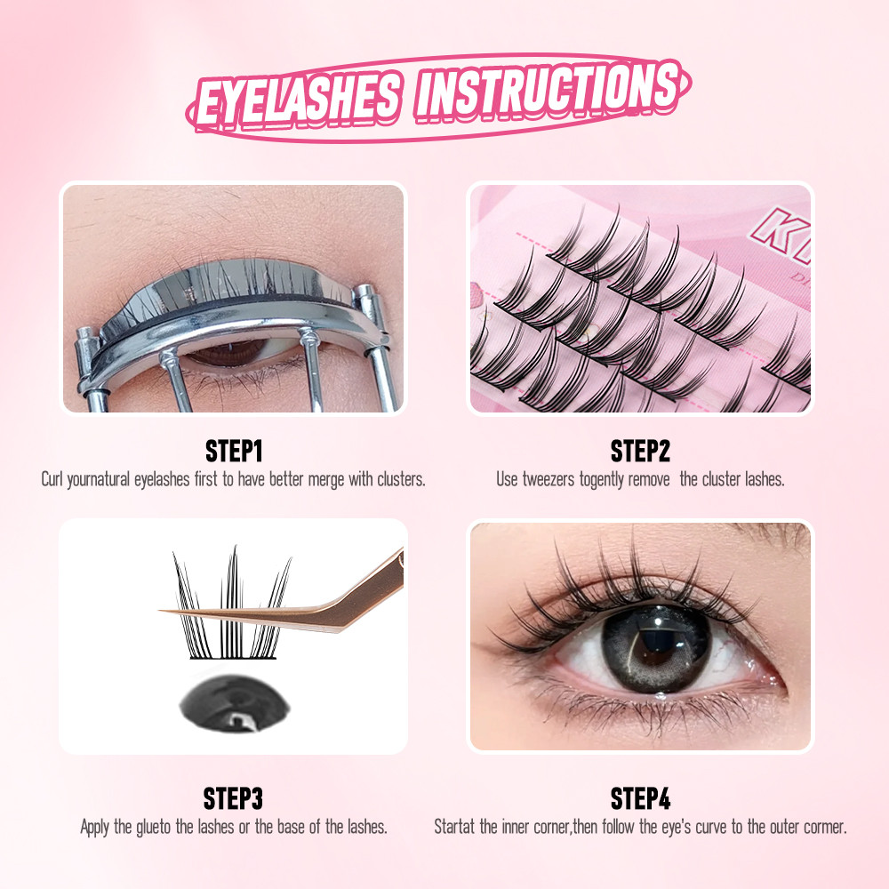 Kiligmatata Mới DIY Cluster 10-12 Mix Trung bình Lông mi dài Tái sử dụng Trang điểm