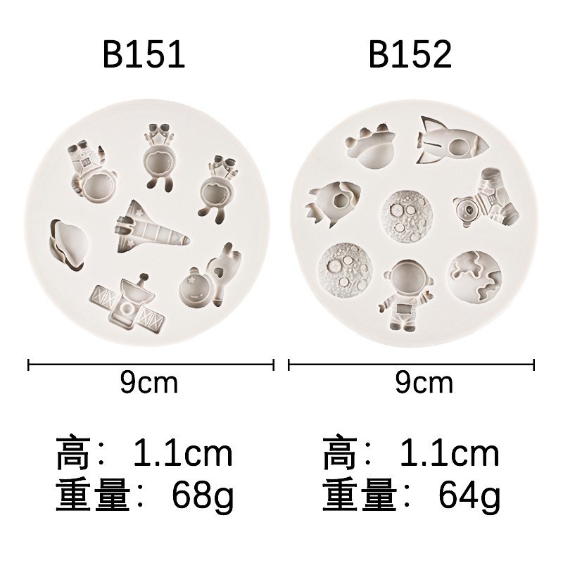 Hoạt Hình Vũ Trụ Phi Hành Gia Fondant Khuôn Silicon DIY Tên Lửa Hành Tinh Sáng Tạo Bánh Sinh Nhật Trang Trí Sô Cô La