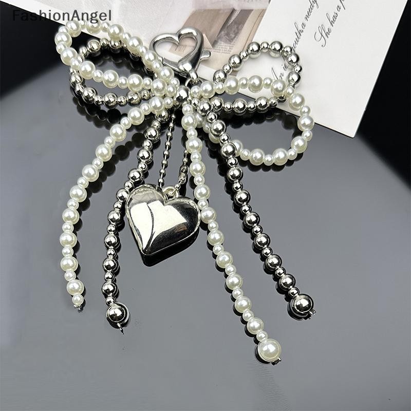 FashionAngel Ngọt Ngào Nơ Trái Tim Móc Khóa Mặt Dây Chuyền Đáng Yêu Đính Hạt Trang Trí Móc Khóa Quyến Rũ Điện Thoại Dây Quyến Rũ Túi Mặt Dây Chuyền VN