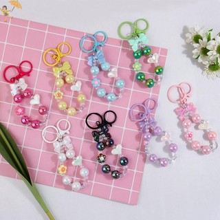 [Gou] Ngọt Ngào Nhiều Màu Sắc Nơ Đính Hạt Móc Khóa Túi Mặt Dây Chuyền Điện Thoại Tai Nghe Ốp Lưng Trang Trí Phụ Kiện Thời Trang Nơ Hạt Móc Khóa Quà Tặng VN