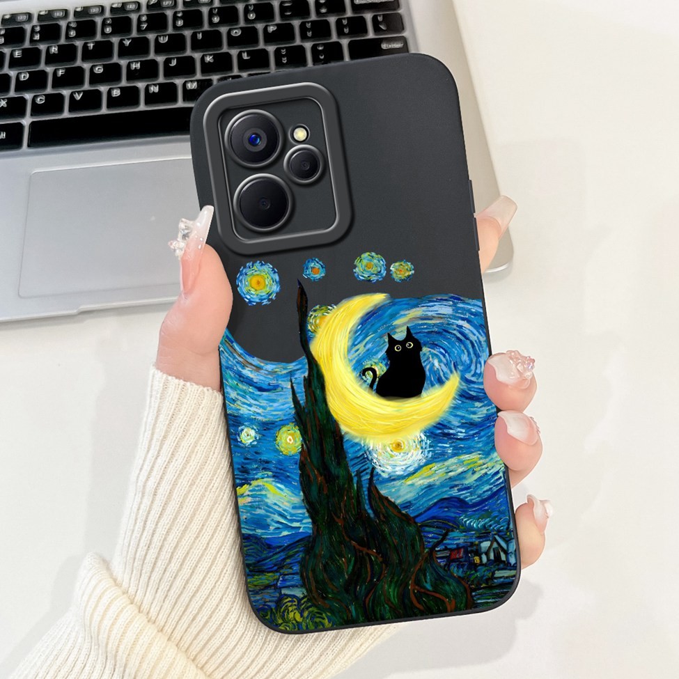 Dành Cho Realme 10 5G RMX3663 Ốp Lưng Thời Trang Mèo Dễ Thương Thẩm Mỹ Hoa Silicon Thoáng Mát Ốp lưng Realme 10 5G
