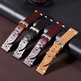 Vintage Sáp Dầu Geunine Da Dây Đeo Đồng Hồ 20mm 22mm Da Bò Dây Đeo Đồng Hồ Nam Nữ Cổ Điển Retro Phát Hành Nhanh Dây Đeo Đồng Hồ Vòng Tay Xốp Cổ Tay Đen Nâu