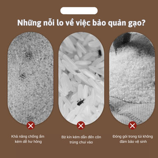 Hộp Gạo Nhà Bếp Dày Dặn, Nắp Kín Ngăn Ẩm, Dung Tích 6kg 10kg 15kg, Gọn Gàng Không Gian Bếp