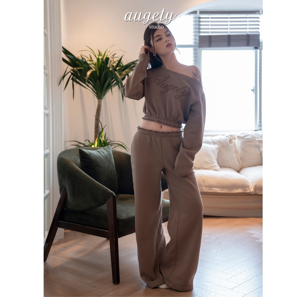 [MUA KÈM ÁO GIẢM 30K] Quần Nỉ Dài Form Ống Suông Rộng Augety Studio, Cosie Sweatpants