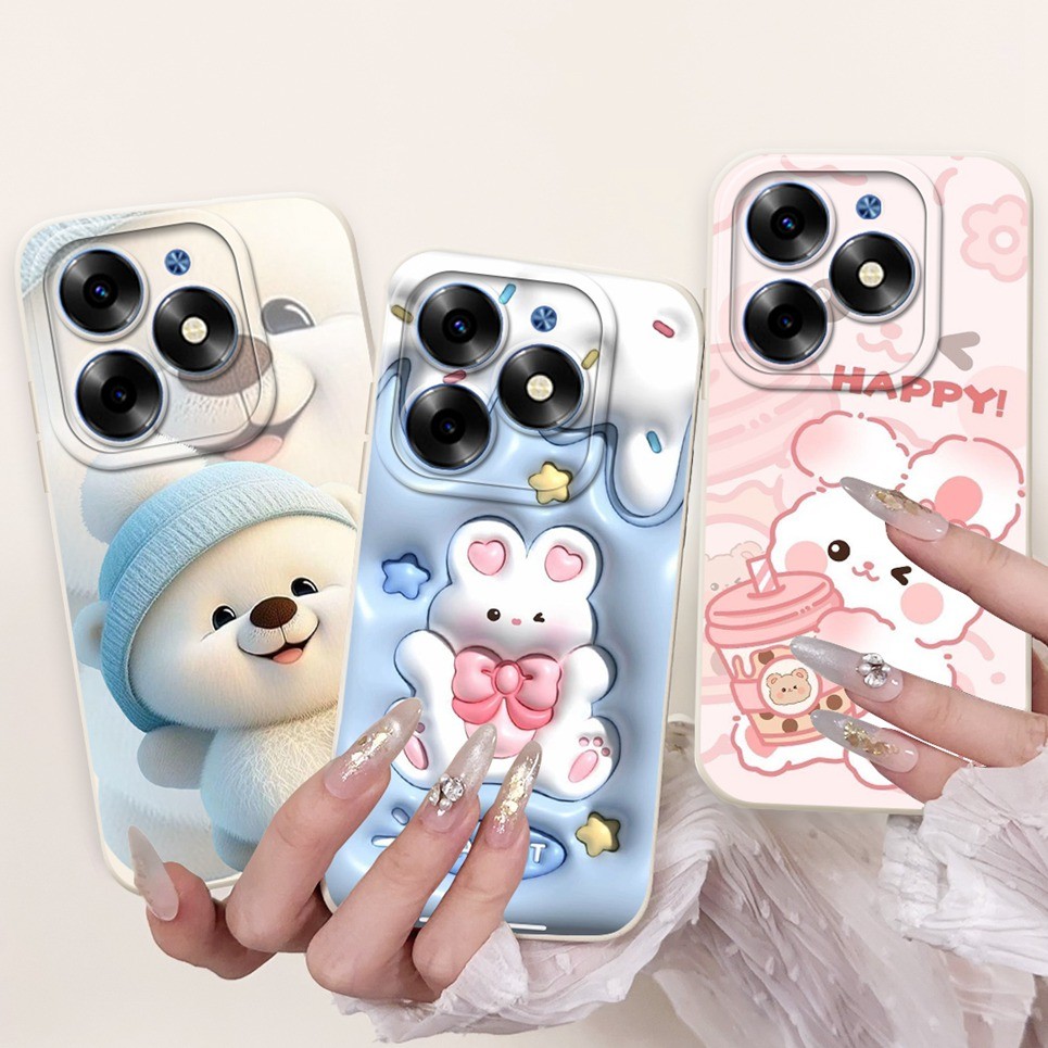 Dành Cho Tecno Spark Go 2024 BG6 Ốp Lưng Gấu Trúc Thỏ Hoạt Hình Vỏ Điện Thoại Silicon Mềm Mờ Tecno Spark 20C 20 KJ5 Vỏ BG7 BG6 POP 8 Vỏ