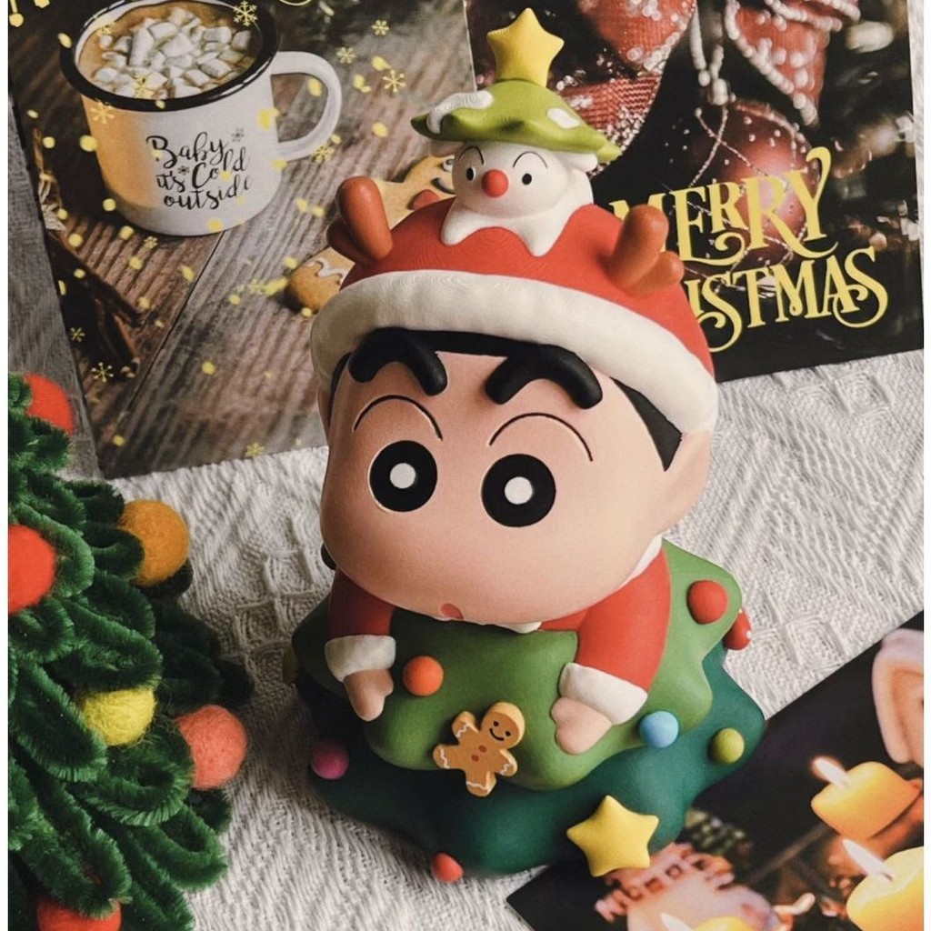 Giáng sinh Crayon Shin-chan Bàn tay Cây thông Noel Shin-chan Dễ thương Búp bê ngoại vi Đồ trang trí để bàn Quà Tặng nữ