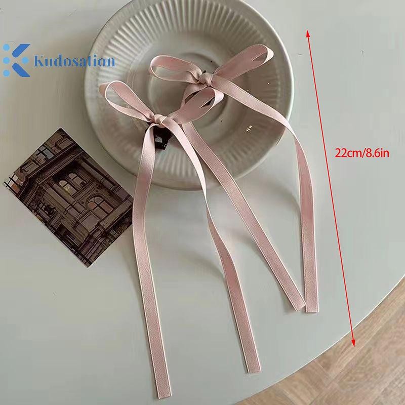Kudosation 2024 Mới Dễ Thương Ruy Băng Nơ Dài sel Phụ Kiện Tóc Nữ Bé Gái Đảng Mũ Bên Kẹp Bán Buôn