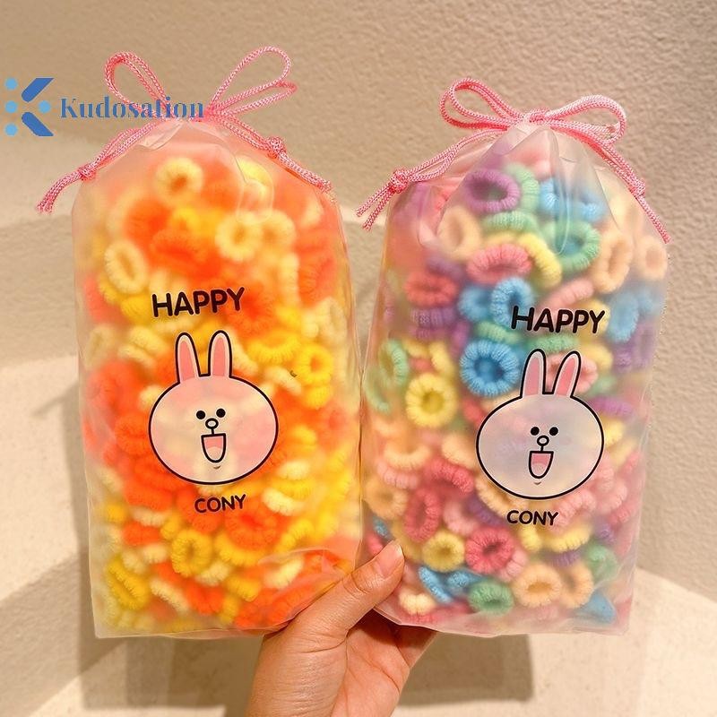 Kudosation 100 Chiếc Bé Gái Nhiều Màu Sắc Dây Buộc Tóc Bộ Nylon Cao Su Co Giãn Cao Su Trẻ Em Vòng Tròn Tóc Trẻ Em Dây Buộc Tóc Phụ Kiện Tóc