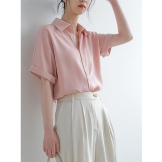 Áo Sơ Mi Kích Thước Lớn Nữ Cao Cấp Drape Top Thường Ngày Phù Hợp Với Voan Ngắn Tay Top Ve Áo Sơ Mi Bé Gái Thiết Kế Mùa Hè Niche Áo Sơ Mi Mỏng Size Vừa Lớn Quần Áo Nữ