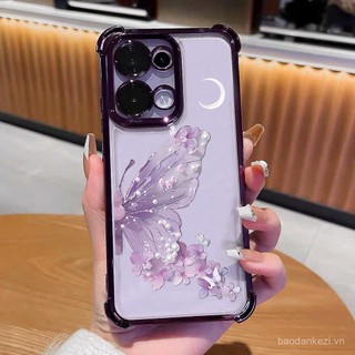 Ốp lưng OPPO Reno 13F 13 Casing OPPO Reno 13F A5 Pro 5G 13 Pro Casing hình bướm dễ thương, trong suốt, mềm mại, chống sốc với màng bảo vệ ống kính camera, túi khí dày, sang trọng trong suốt