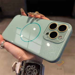 Ốp điện thoại từ tính lấp lánh cho iPhone 16 Pro Max 15 / 14 / 13 / 12 / 11 Pro Max & 15 / 16Plus có nắp ống kính máy ảnh Mặt sau cứng chống sốc