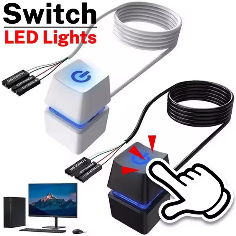 Công tắc nguồn PC được chiếu sáng LED - Cáp mở rộng 1,9m cho bo mạch chủ, Nút bật / tắt bên ngoài tiện lợi cho máy tính để bàn