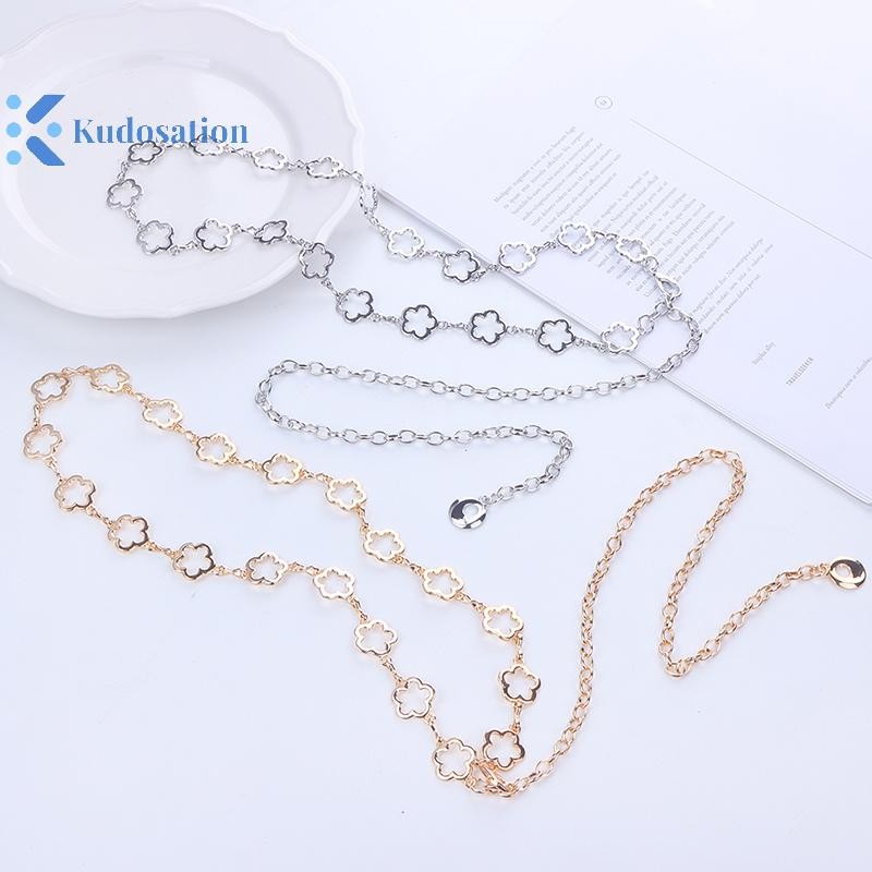 Kudosation Thời Trang Kim Loại Rỗng Hoa Eo Dây Xích Nữ Đầm Áo Sơ Mi Phù Hợp Với Trang Trí Thắt Lưng Cơ Thể Dây Xích