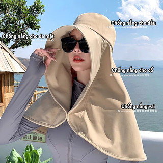 Mũ Nữ Chống Nắng Vành Rộng, Che Mặt Cổ Toàn Diện, Chống Tia UV, Dây Thép Điều Chỉnh Thoáng Mát