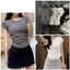 Áo Thun Nữ Xếp Nếp Trơn Cotton Dày Chất Lượng, Mềm Mịn, Co Giãn MA666