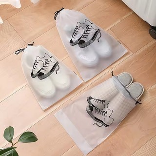 [Đến 3-5 ngày] Túi đựng giày mờ có cửa sổ trong suốt | Đóng dây rút chống thấm nước không dệt cho du lịch / gia đình, 2 kích cỡ tùy chọn, Chất liệu PE bền