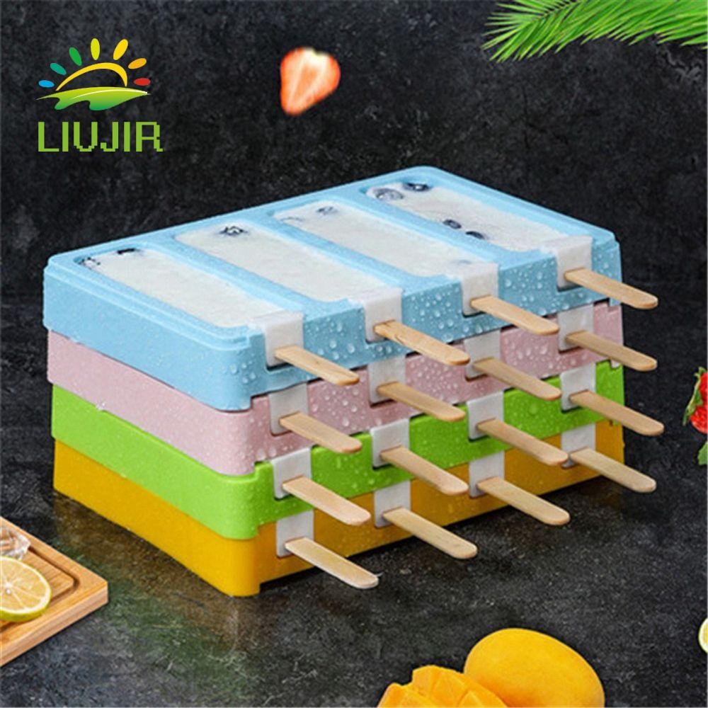 LIUJIR Khuôn Làm Kem Dụng Cụ Nhà Bếp Món Tráng Miệng Dụng Cụ Tự Chế Với 50 Que Gỗ