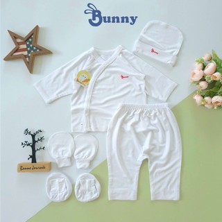 Bộ cài chéo sơ sinh 5 món thun lạnh Modal mềm mát hiệu Bunny cho bé 3-6kg