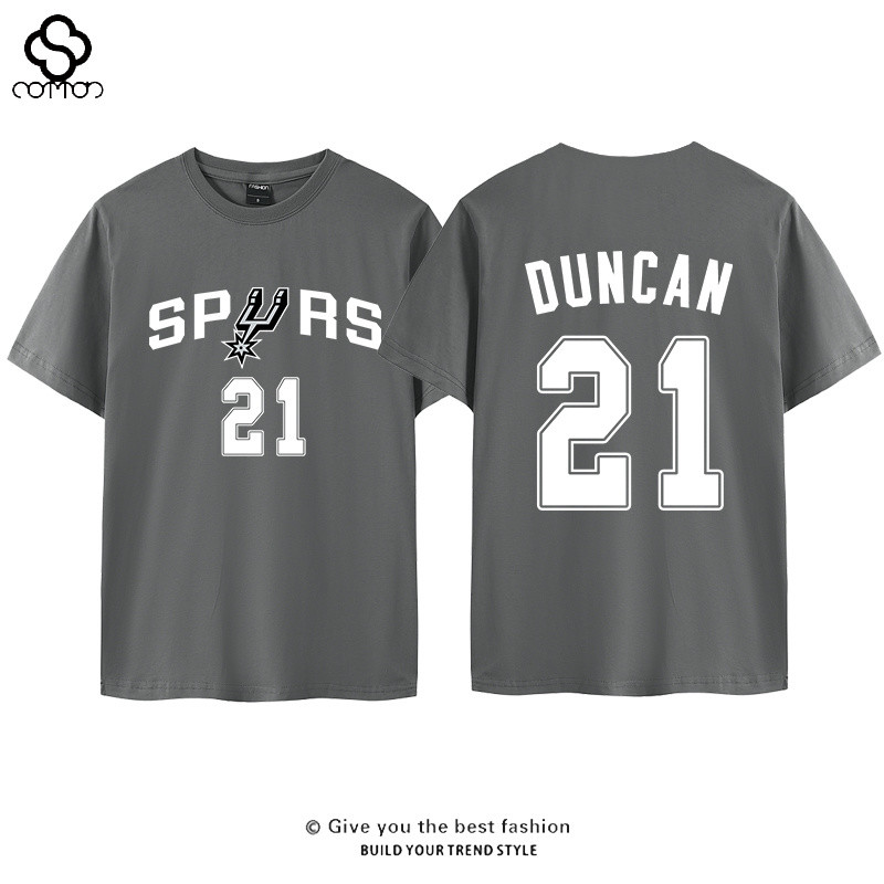 Spurs Duncan No. 21 Parker Gino Billy Vinban Yama No. 1 Áo thun ngắn tay Áo bóng rổ thể thao cỡ lớn thông thường