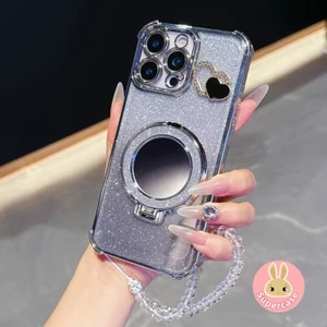 Ốp Điện Thoại Đứng Gương Sang Trọng Cho Redmi A7 Pro 15A R70 R70m Note 15 K90 Pro Plus Turbo 5 Max RedmiTurbo5Max 4G 5G Vỏ Mạ Bling Bao Có Dây Đeo