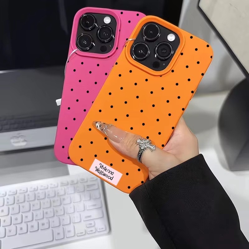 Ốp Silicon Họa Tiết Chấm Tròn Màu Đen Cho iPhone 16 15 Pro Max 14 Plus 13 12 11 XS Max X XR Bìa Mềm