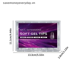 [savemoneyeveryday] Bấm vào móng tay Đầu Gel mềm Quan tài Full Cover Acrylic giả Gel UV Hệ thống mở rộng móng tay hình bầu dục Đầu móng tay giả điêu khắc hạnh nhân [vn]
