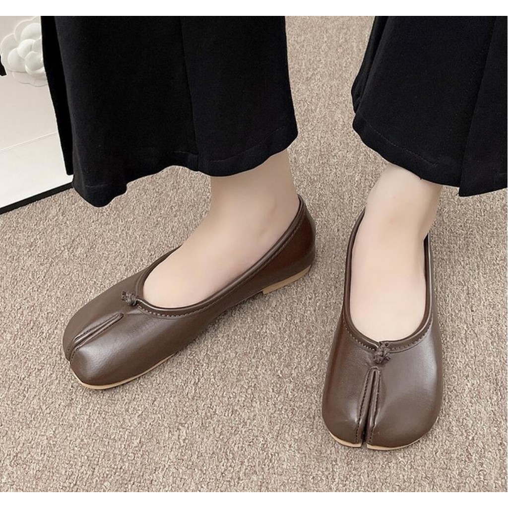 Phong Cách Nhật Bản Tabi Ninja Giày Nữ Cozy Da Flats Tách Hoof Ngón Chân Loafers Femme Mary Jeans Mocasines Nữ Ballerina Giày
