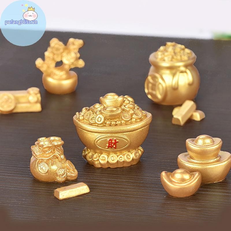 Pufangbliss Phong Thủy Tốt Lành Fa Cai Cây Tiền Vàng Thỏi Túi May Mắn Lễ Hội Mùa Xuân Linh Vật Để Bàn Trang Trí Xe Trang Trí Nhà Thủ Công VN