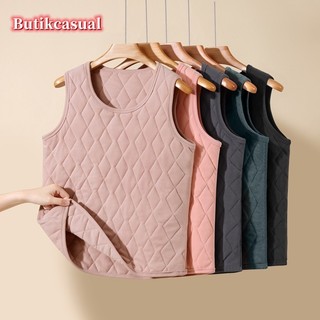 Phụ Nữ Dày Kích Thước Lớn Vest Nhiệt Cotton Trơn Ấm Áp Thoải Mái Áo Thu Đông Mới Áo