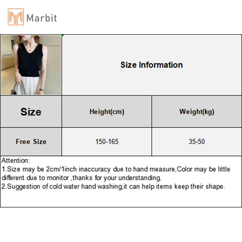 Marbit Pháp Màu Trơn Cổ Chữ V Không Tay Đơn Giản Dệt Kim Áo Vest Nữ Mới
