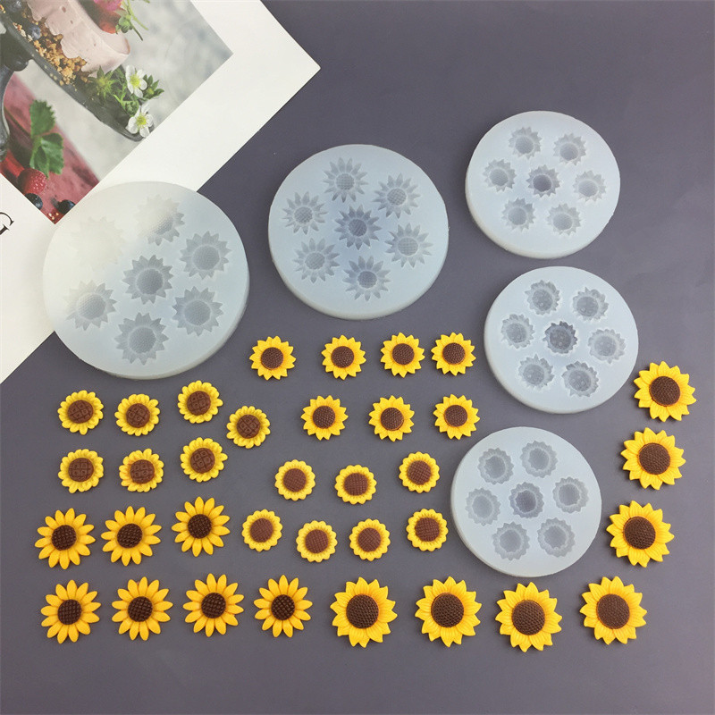Hoa Hướng Dương Fondant Bánh Khuôn Làm Bánh Silicon Khuôn Socola Handmade DIY Thạch Cao Nến Epoxy Khuôn Nhựa