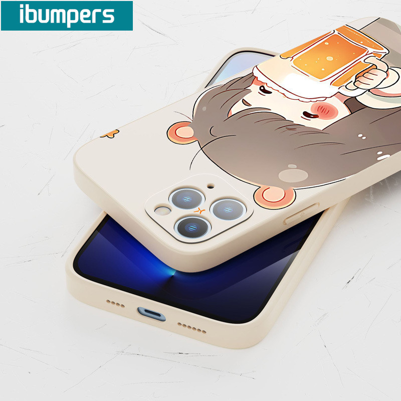 ibumpers Ốp Lưng IPhone Ngộ nghĩnh Cặp Đôi Dễ Thương Uống Bia Họa Tiết Cho IPhone 16 15 14 12 13 11 Pro Max IP 7 8 Plus X XS XR Ốp Điện Thoại Silicon Mềm Chống Sốc