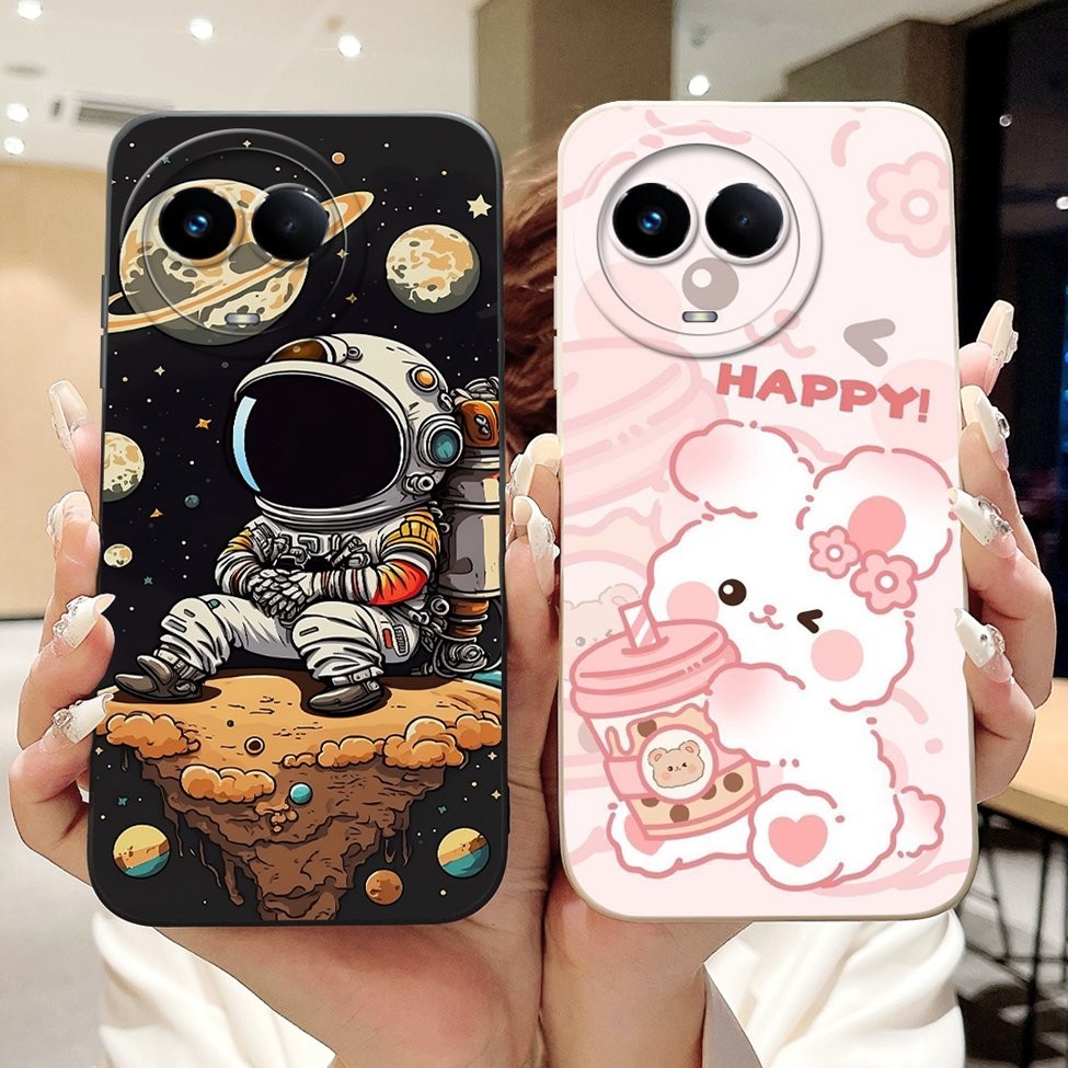 Dành Cho Realme V50 Ốp lưng Realme V50S Thẩm Mỹ Mèo Gấu Trúc Thỏ Thời Trang Hoa Tình Yêu Ốp Lưng Cho Realme RMX3783 RMX3781