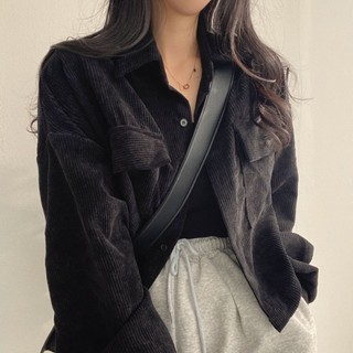 S-3XL Áo khoác cỡ lớn Nữ Áo khoác ngắn sang trọng Hàn Quốc Thu Đông Pháp Retro dáng rộng Phù hợp với mọi trận đấu Áo sơ mi vải nhung ngắn Áo khoác nữ hợp thời trang Áo len dài tay màu trơn đơn giản Áo khoác ngoài trời thông thường