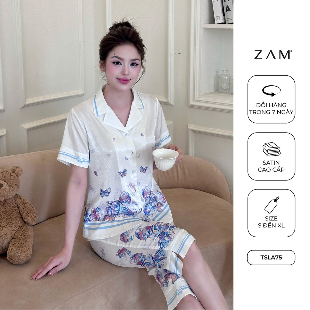 Ảnh BỘ MẶC NHÀ SHE BY ZAM - A75 - HỌA TIẾT HỒ ĐIỆP XANH 4