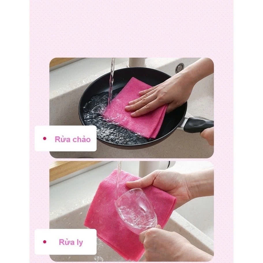 Set 3 khăn lau xơ dừa siêu thấm, Khăn lau chén bát, xoong nồi nhà bếp kích thước 30 x 30cm