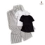 Sét Bộ Quần Đũi Xốp Kẻ Sọc Vằn + Mix Áo Thun Tăm Croptop trơn Dáng Ngắn-THU BIO98