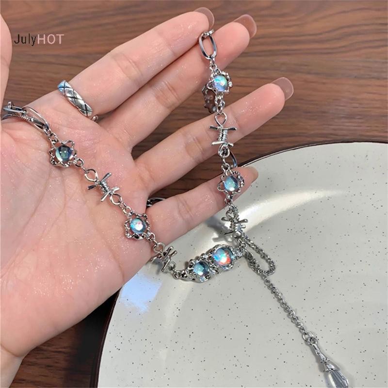 Julyhot Hai Lớp Màu Xanh Bốn Cánh Ngôi Sao Zircon Vòng Cổ Ins Phong Cách Ánh Sáng Sang Trọng Xương Đòn Dây Chuyền Dành Cho Nữ Bạn Gái Món Quà Trang Sức Massivedeals